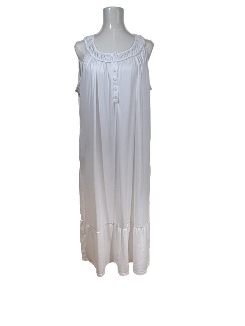 Ekouaer Sleeveless Nightgown White with Pockets Soft Knit Sleeveless XXL